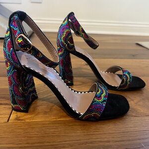 Betsey Johnson Rhinestone Block Heel Sandals